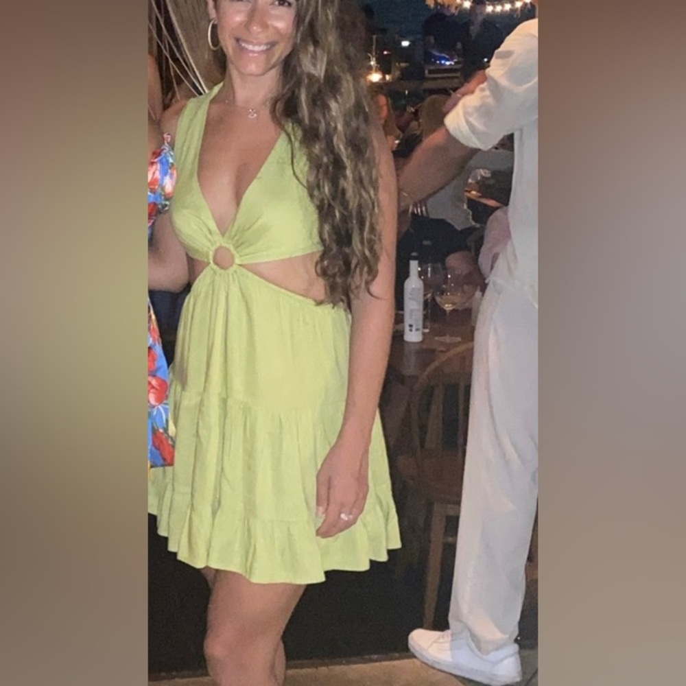 Linen blend cutout dress